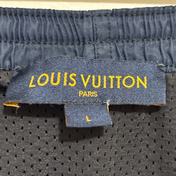 LOUIS VUITTON Navy Monogram Swim Trunks